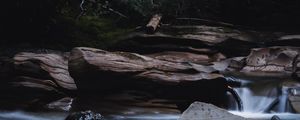 Preview wallpaper river, stones, water, bushes