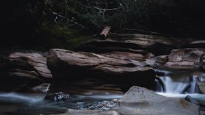 Preview wallpaper river, stones, water, bushes