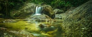 Preview wallpaper river, stones, water, flow, forest, nature
