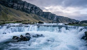 Preview wallpaper river, stones, waterfalls, landscape, nature