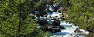 Preview wallpaper river, stream, forest, mountain, landscape, nature