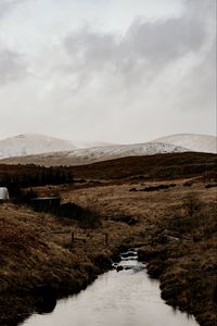 Preview wallpaper river, stream, hills, grass, autumn