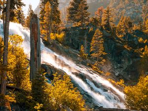 Preview wallpaper river, stream, mountain, trees, stones