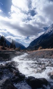 Preview wallpaper river, stream, mountains, landscape, nature