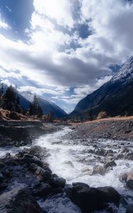 Preview wallpaper river, stream, mountains, landscape, nature