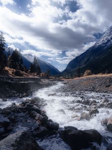 Preview wallpaper river, stream, mountains, landscape, nature