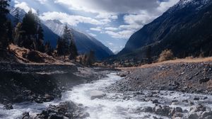 Preview wallpaper river, stream, mountains, landscape, nature