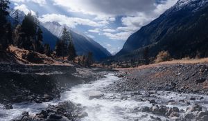 Preview wallpaper river, stream, mountains, landscape, nature