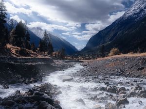 Preview wallpaper river, stream, mountains, landscape, nature