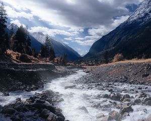 Preview wallpaper river, stream, mountains, landscape, nature