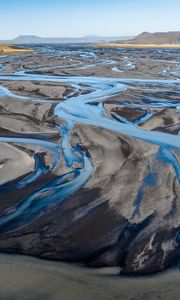 Preview wallpaper river, stream, shore, sand, relief, nature, landscape