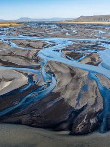 Preview wallpaper river, stream, shore, sand, relief, nature, landscape