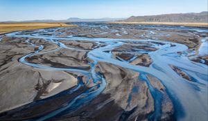 Preview wallpaper river, stream, shore, sand, relief, nature, landscape