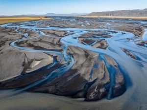 Preview wallpaper river, stream, shore, sand, relief, nature, landscape