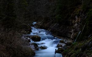 Preview wallpaper river, stream, stones, trees, forest