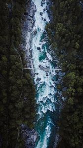 Preview wallpaper river, stream, stones, aerial view
