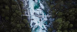 Preview wallpaper river, stream, stones, aerial view