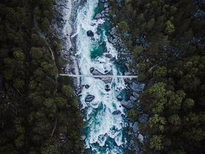 Preview wallpaper river, stream, stones, aerial view