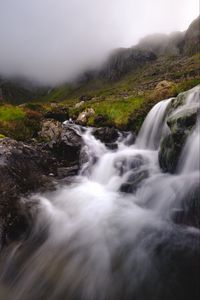 Preview wallpaper river, stream, stones, mountains, clouds