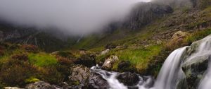Preview wallpaper river, stream, stones, mountains, clouds