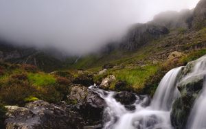 Preview wallpaper river, stream, stones, mountains, clouds