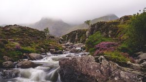 Preview wallpaper river, stream, stones, mountains, landscape
