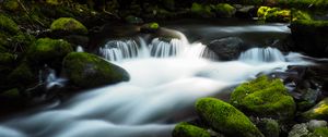 Preview wallpaper river, stream, stones, moss, water