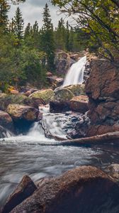 Preview wallpaper river, stream, stones, water, landscape, nature