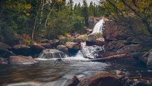 Preview wallpaper river, stream, stones, water, landscape, nature