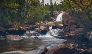 Preview wallpaper river, stream, stones, water, landscape, nature