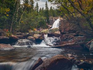 Preview wallpaper river, stream, stones, water, landscape, nature