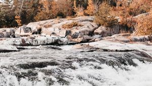 Preview wallpaper river, stream, water, stones, trees
