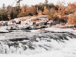 Preview wallpaper river, stream, water, stones, trees