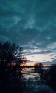 Preview wallpaper river, sunset, dusk, nature, evening