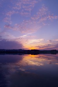 Preview wallpaper river, sunset, horizon, twilight