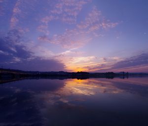 Preview wallpaper river, sunset, horizon, twilight