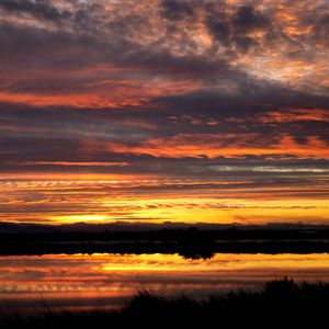 Preview wallpaper river, sunset, sky, reflection
