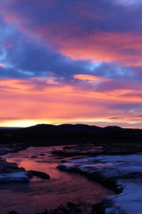Preview wallpaper river, sunset, twilight, landscape, dark