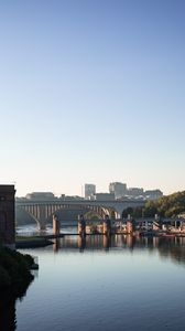 Preview wallpaper river, trees, bridge, buildings, city, mississippi