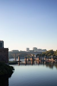 Preview wallpaper river, trees, bridge, buildings, city, mississippi