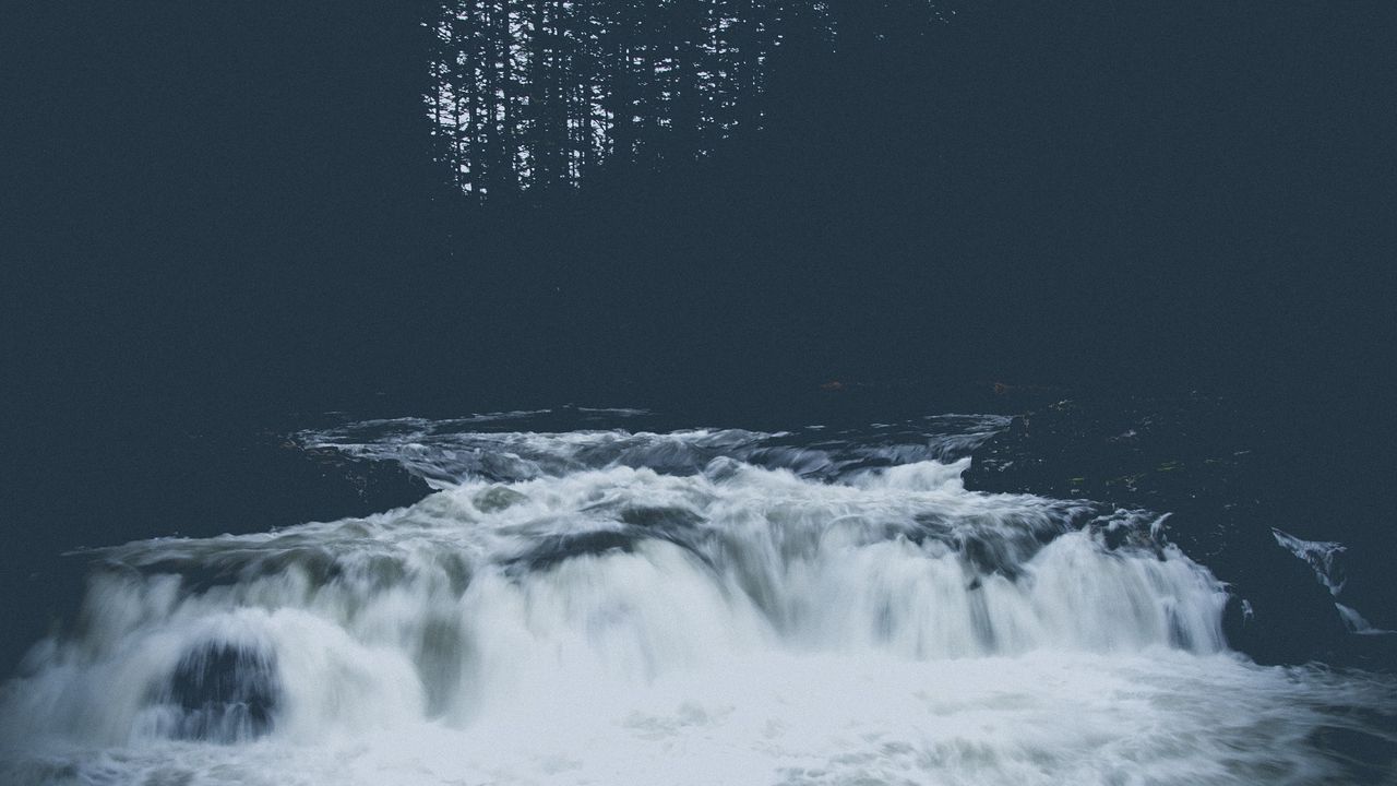 Wallpaper river, trees, dark, water, nature