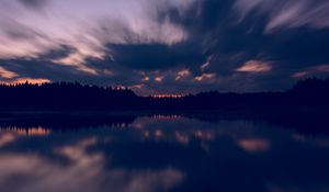 Preview wallpaper river, trees, dusk, reflection, sky
