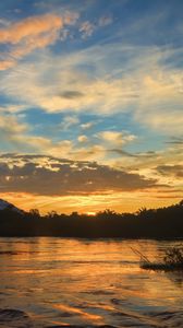 Preview wallpaper river, trees, evening, landscape