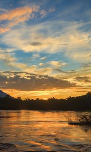 Preview wallpaper river, trees, evening, landscape