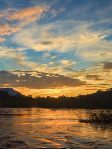 Preview wallpaper river, trees, evening, landscape