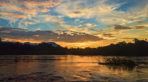 Preview wallpaper river, trees, evening, landscape