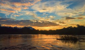 Preview wallpaper river, trees, evening, landscape