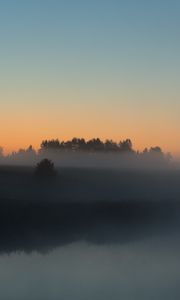 Preview wallpaper river, trees, fog, landscape, nature