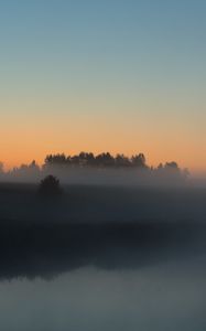 Preview wallpaper river, trees, fog, landscape, nature
