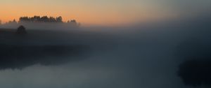 Preview wallpaper river, trees, fog, landscape, nature